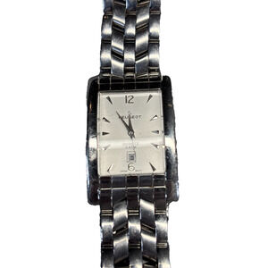Peugeot Rectangular Stainless Steel Quartz Watch Date 3ATM Japan Movement